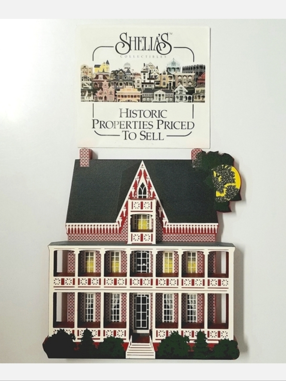Shelia's Handmade 1995 Vintage Shelf Sitter Plaque Red Castle, Nevada City, CA